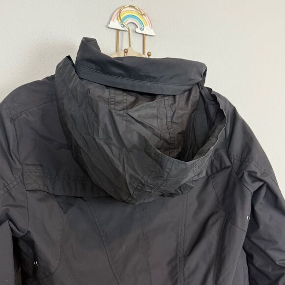 Cole Haan Black Packable Rain Jacket Convertible Hood S - Picture 6 of 12